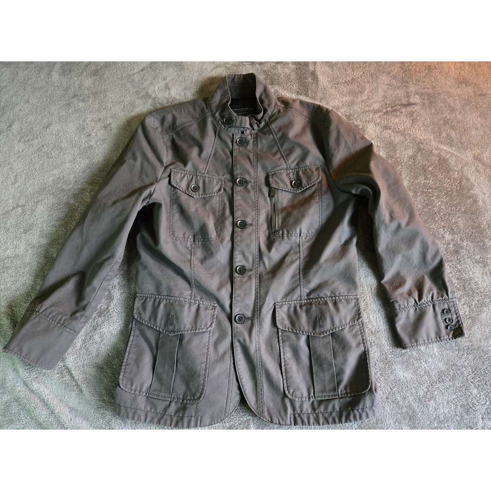 Express Field Jacket Mens XL Grey Good Military A-2 Type Utility Multi-Pocket